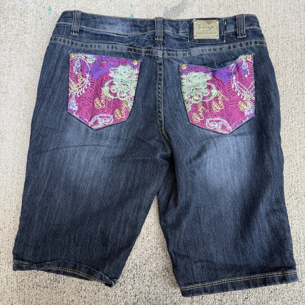 Coogi Denim Shorts Womens 9 10 Blue Jean Bermuda Embroidered Colorful Pocket